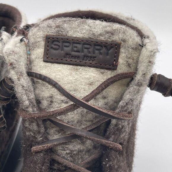 SPERRY Duck Boots Women’s Size 7 Ombre Brown Saltwater Wool Lace Up Side Zip - Picture 11 of 16